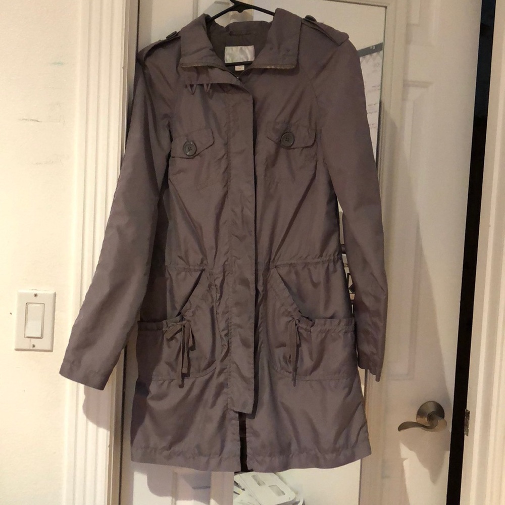 Gray windbreaker trench coat